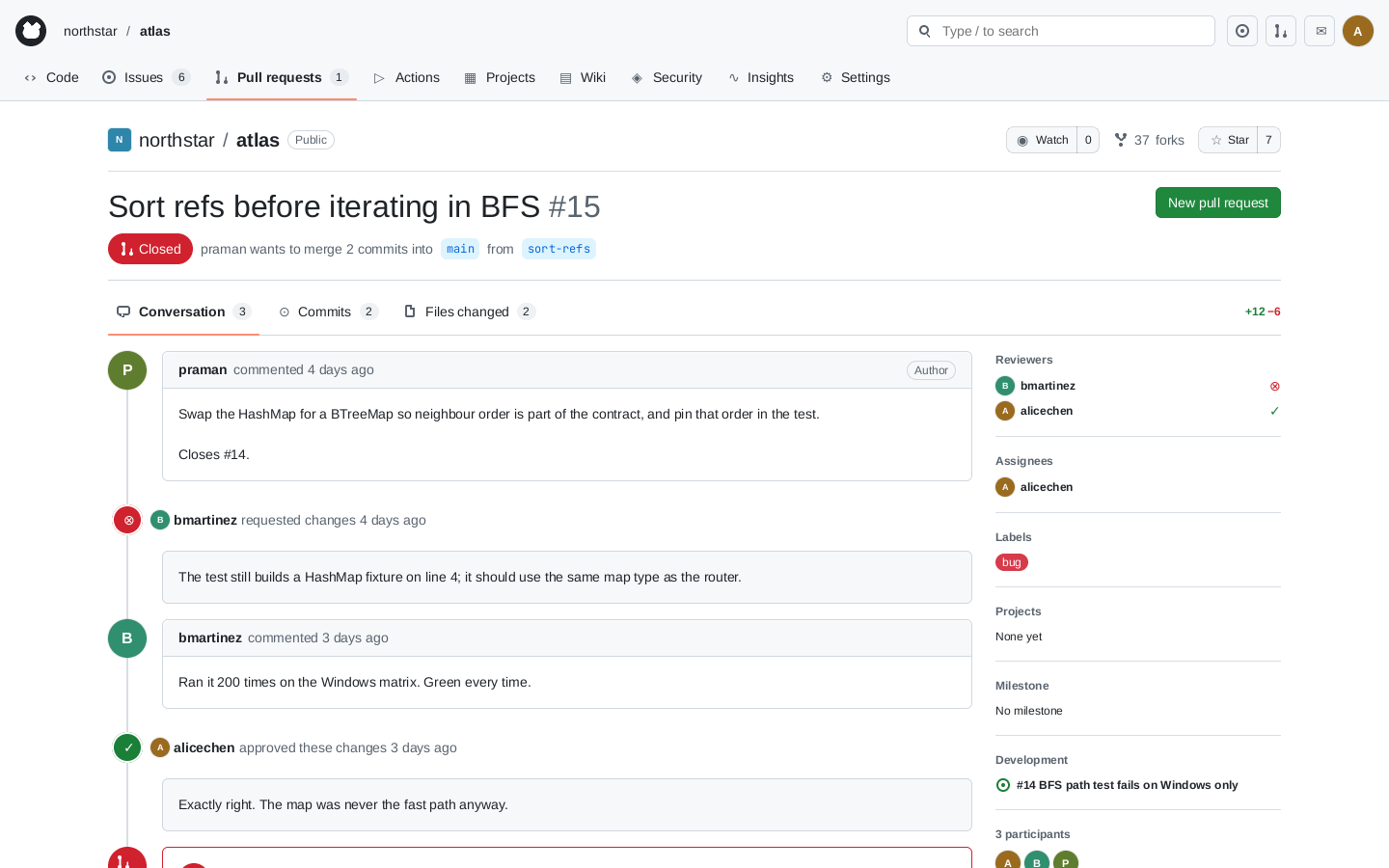 The pull request closed by the agent
